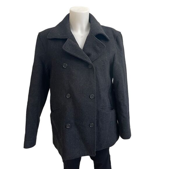 J.CREW WOOL CASHMERE BLEND DOUBLE BREASTED THINSULATE COAT dark gray size small - Picture 6 of 11